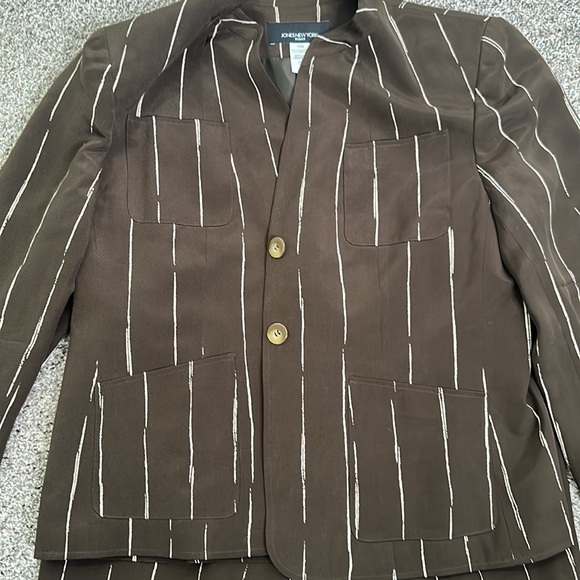 Jones New York brown beige slik pants suits size 16w - Picture 5 of 15
